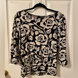 Black and white floral blouse